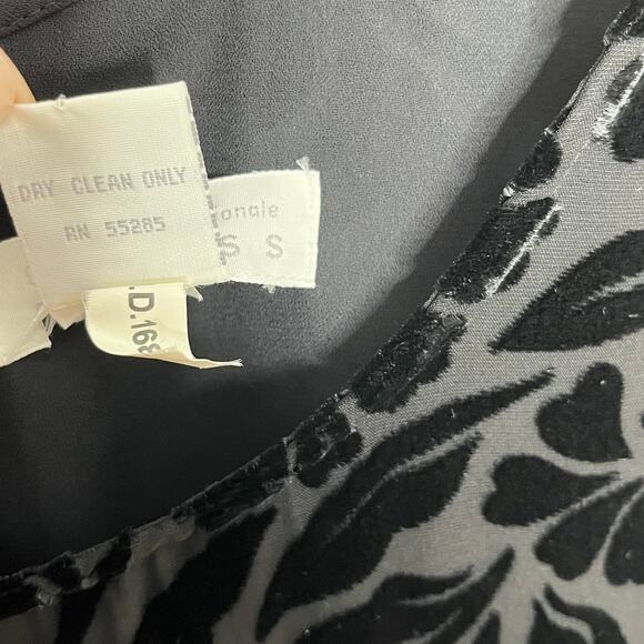 Vintage Express 90s Y2K Womens Velvet Burnout Maxi Dress Black Floral Whimsigoth - Picture 6 of 9